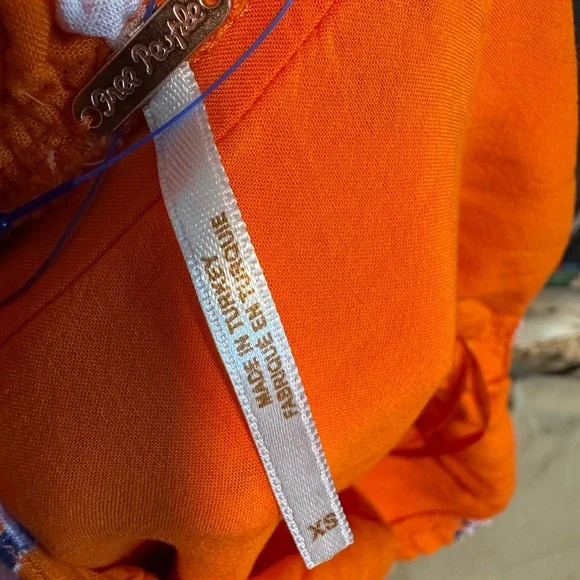 Free People Like A Lady Mini Dress Orange Floral Ruffle Boho Open Back XS - Picture 4 of 4